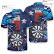 Texas Flag Blue Lightning Dartboard Custom Darts Shirt - Image 5