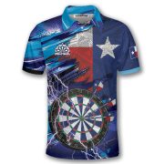 Texas Flag Blue Lightning Dartboard Custom Darts Shirt - Image 3