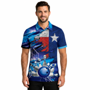 Texas Flag Blue Lightning Design Bowling Strike Custom Bowling Shirt - Image 2