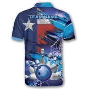 Texas Flag Blue Lightning Design Bowling Strike Custom Bowling Shirt - Image 4