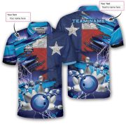 Texas Flag Blue Lightning Design Bowling Strike Custom Bowling Shirt - Image 5