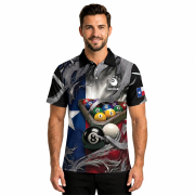 Texas Flag Gray Smoke 8 Ball Billiard Custom Pool Shirt - Image 2