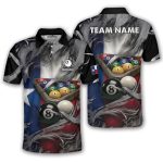 Texas Flag Gray Smoke 8 Ball Billiard Custom Pool Shirt