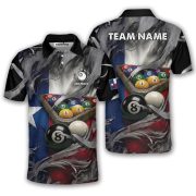 Texas Flag Gray Smoke 8 Ball Billiard Custom Pool Shirt