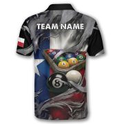 Texas Flag Gray Smoke 8 Ball Billiard Custom Pool Shirt - Image 4
