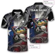 Texas Flag Gray Smoke 8 Ball Billiard Custom Pool Shirt - Image 5