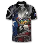 Texas Flag Gray Smoke 8 Ball Billiard Custom Pool Shirt - Image 3