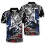 Texas Flag Gray Smoke Blue Bowling Strike Custom Bowling Shirt