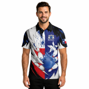 Texas Flag Sharp Knives Blue Red Custom Bowling Shirt - Image 2