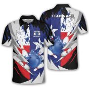 Texas Flag Sharp Knives Blue Red Custom Bowling Shirt