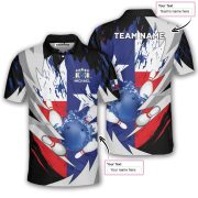 Texas Flag Sharp Knives Blue Red Custom Bowling Shirt - Image 5