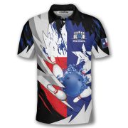 Texas Flag Sharp Knives Blue Red Custom Bowling Shirt - Image 3