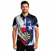 Texas Flag Sharp Knives Blue Red Custom Darts Shirt - Image 2