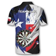 Texas Flag Sharp Knives Blue Red Custom Darts Shirt - Image 4