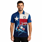 Texas Flag Starry Night Blue Billiard Custom Pool Shirt - Image 2