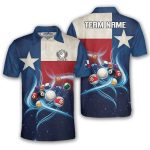 Texas Flag Starry Night Blue Billiard Custom Pool Shirt
