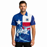 Texas Flag Starry Night Blue Custom Bowling Shirt - Image 2