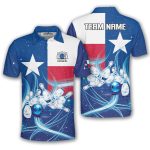 Texas Flag Starry Night Blue Custom Bowling Shirt