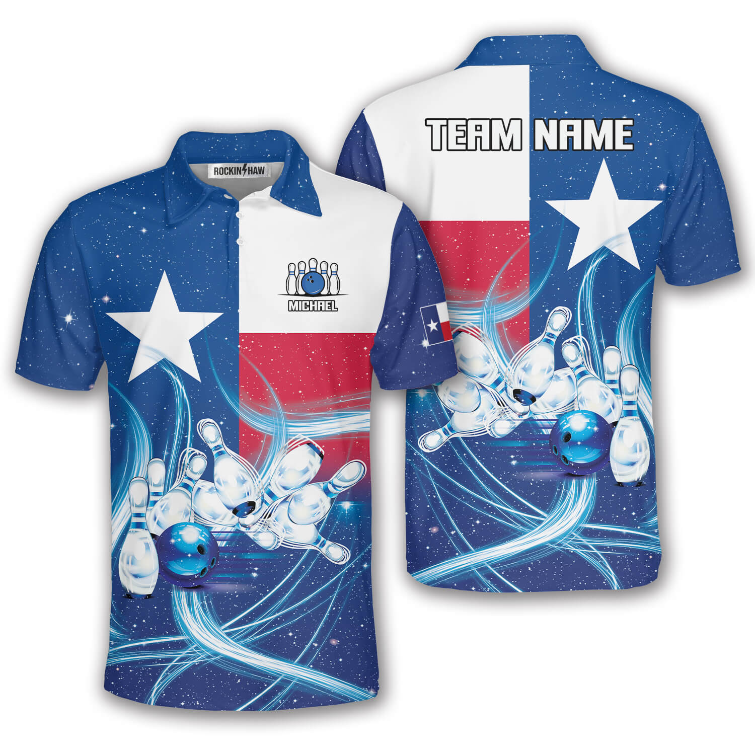Texas Flag Starry Night Blue Custom Bowling Shirt #424PRM20260528 Mockup FB Texas Flag Starry Night Blue Custom Bowling Shirt - Image 1