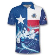 Texas Flag Starry Night Blue Custom Bowling Shirt - Image 3