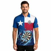 Texas Flag Starry Night Blue Custom Darts Shirt - Image 2