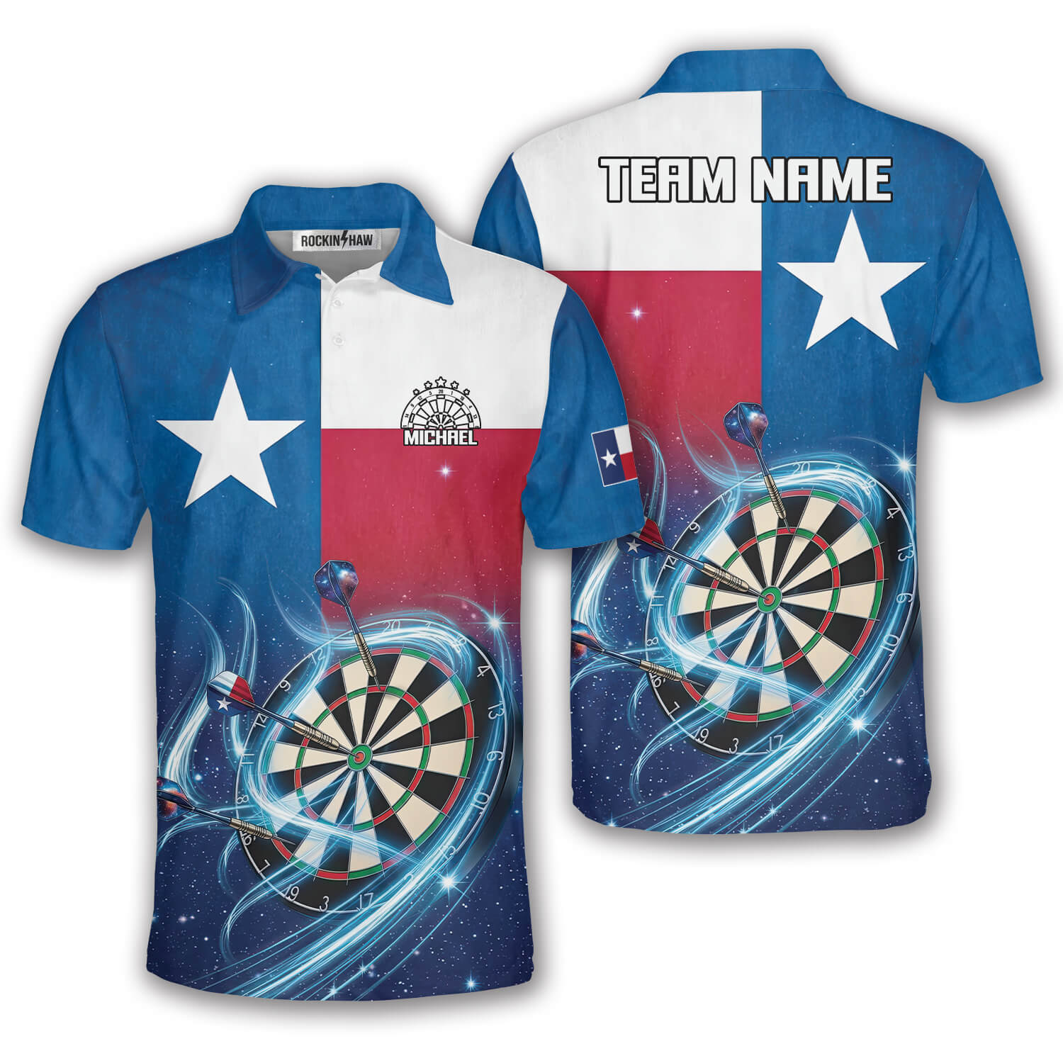 Texas Flag Starry Night Blue Custom Darts Shirt #434PRM20260601 Mockup FB Texas Flag Starry Night Blue Custom Darts Shirt - Image 1