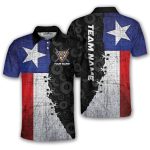 Texas Grunge Flag Black Billiard Pattern Custom Pool Shirt