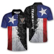 Texas Grunge Flag Black Billiard Pattern Custom Pool Shirt