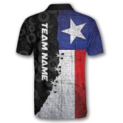 Texas Grunge Flag Black Billiard Pattern Custom Pool Shirt - Image 4
