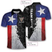 Texas Grunge Flag Black Billiard Pattern Custom Pool Shirt - Image 5