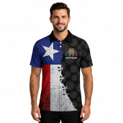 Texas Grunge Flag Black Dartboard Pattern Custom Darts Shirt - Image 2