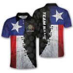 Texas Grunge Flag Black Dartboard Pattern Custom Darts Shirt
