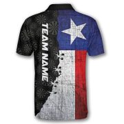 Texas Grunge Flag Black Dartboard Pattern Custom Darts Shirt - Image 4