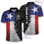 Texas Grunge Flag Black Dartboard Pattern Custom Darts Shirt - Image 5