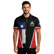 Texas Grunge Flag Red Black Billiards Custom Pool Shirt - Image 2