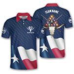 Texas Long Horn Waving Flag Billiards Custom Pool Shirt