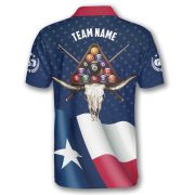 Texas Long Horn Waving Flag Billiards Custom Pool Shirt - Image 4