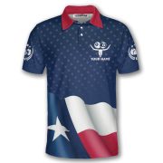Texas Long Horn Waving Flag Billiards Custom Pool Shirt - Image 3