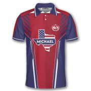 Texas Map Patriotic Pride Blue Red Billiards Custom Pool Shirt - Image 3