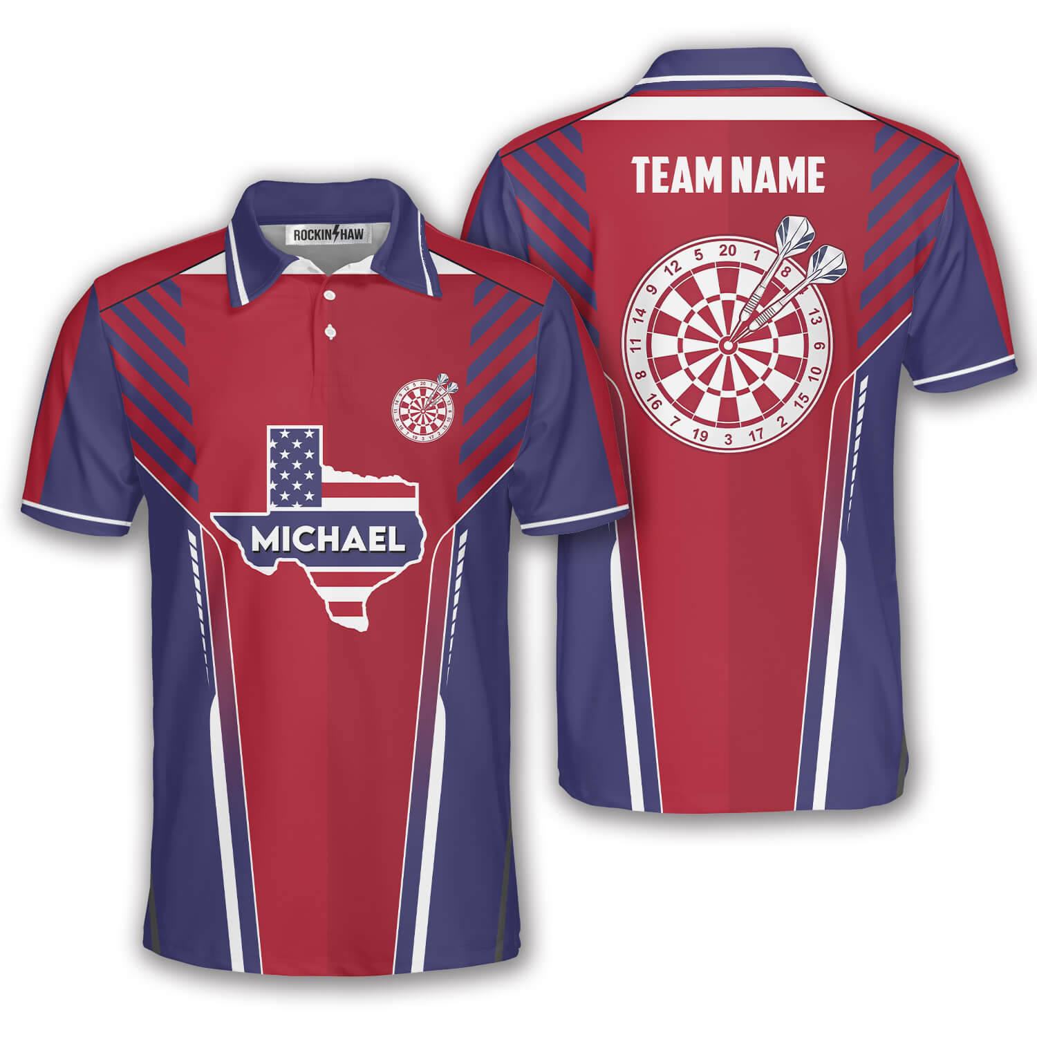 Texas Map Patriotic Pride Blue Red Dartboard Custom Darts Shirt #441PRM20260604 Mockup FB Texas Map Patriotic Pride Blue Red Dartboard Custom Darts Shirt - Image 1