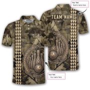 Tribal Kakau Camouflage Green Polynesian Custom Bowling Shirt - Image 5