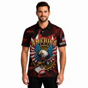 American Eagle Glory Wings Patriotic 8 Ball Billiards Custom Pool Shirt - Image 2