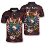 American Eagle Glory Wings Patriotic 8 Ball Billiards Custom Pool Shirt