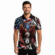 American Eagle Patriotic 8 Ball Billiards Custom Pool Shirt - Image 2