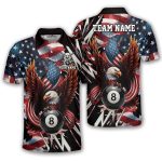 American Eagle Patriotic 8 Ball Billiards Custom Pool Shirt
