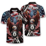 American Eagle Patriotic 8 Ball Billiards Custom Pool Shirt