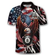 American Eagle Patriotic 8 Ball Billiards Custom Pool Shirt - Image 3