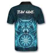 Angry Wolf Teal Flaming Dartboard Custom Darts Shirt - Image 4