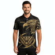 Black Gold Eagle Tribal Pattern Billiards Custom Pool Shirt - Image 2