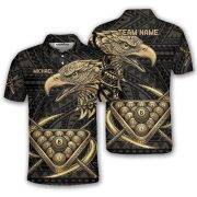 Black Gold Eagle Tribal Pattern Billiards Custom Pool Shirt